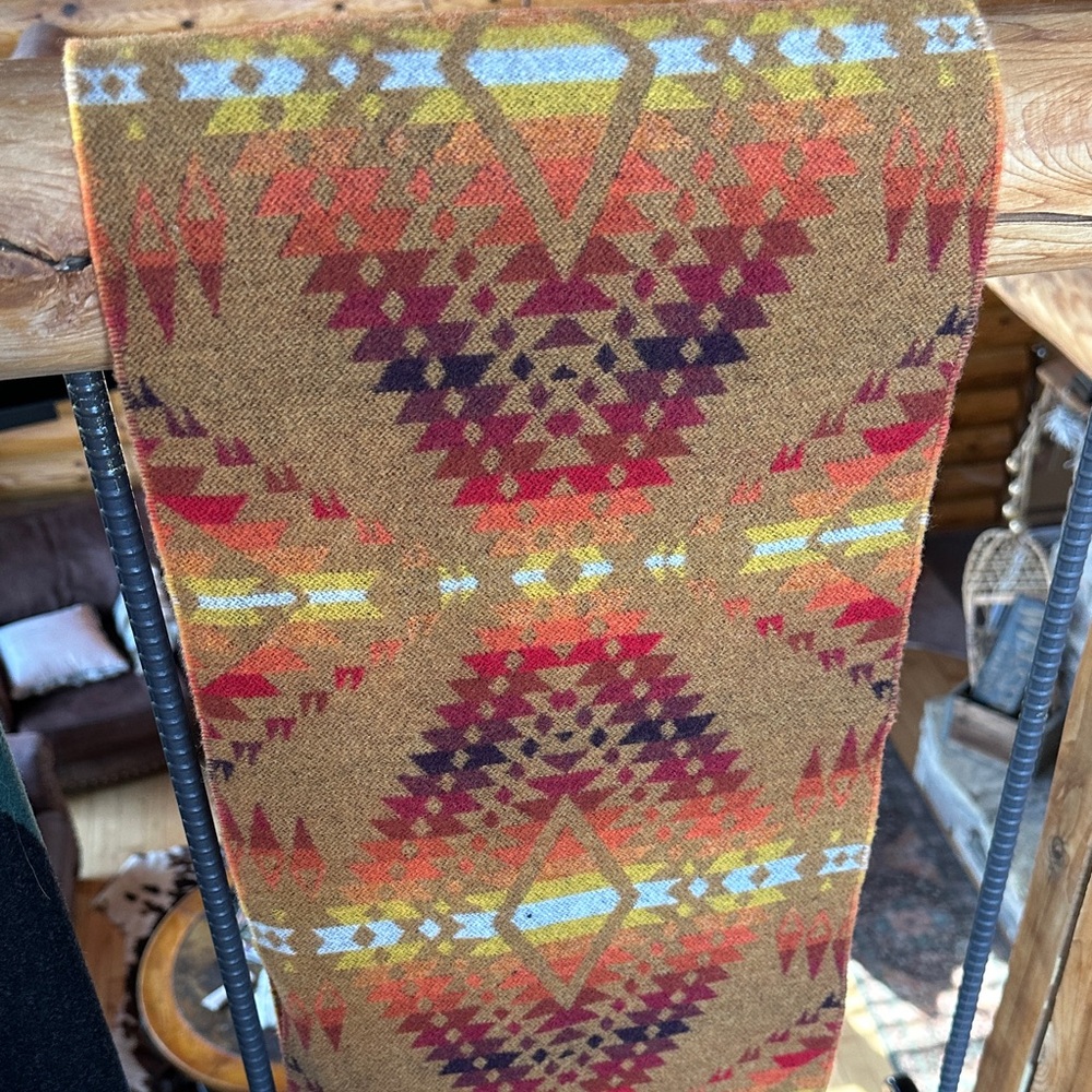 Pendleton Jacquard Scarf Ochre, Red, Multi Color Southwestern 76 x 12”